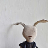 Ruthie the Rabbit – Heirloom Wool Doll in Islesboro Linen Dress