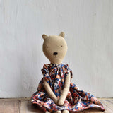 Agatha the Bear  — Heirloom Wool Doll in Liberty Floral Dress