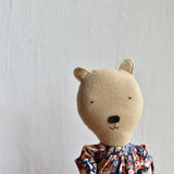 Agatha the Bear  — Heirloom Wool Doll in Liberty Floral Dress