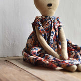 Agatha the Bear  — Heirloom Wool Doll in Liberty Floral Dress