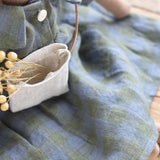 Plum the Pig – Heirloom Wool Doll in Field Plaid Linen Dress