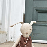 Ruthie the Rabbit – Heirloom Wool Doll in Plum Dot Dress