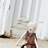 Ruthie the Rabbit – Heirloom Wool Doll in Plum Dot Dress