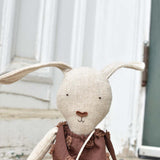 Ruthie the Rabbit – Heirloom Wool Doll in Plum Dot Dress