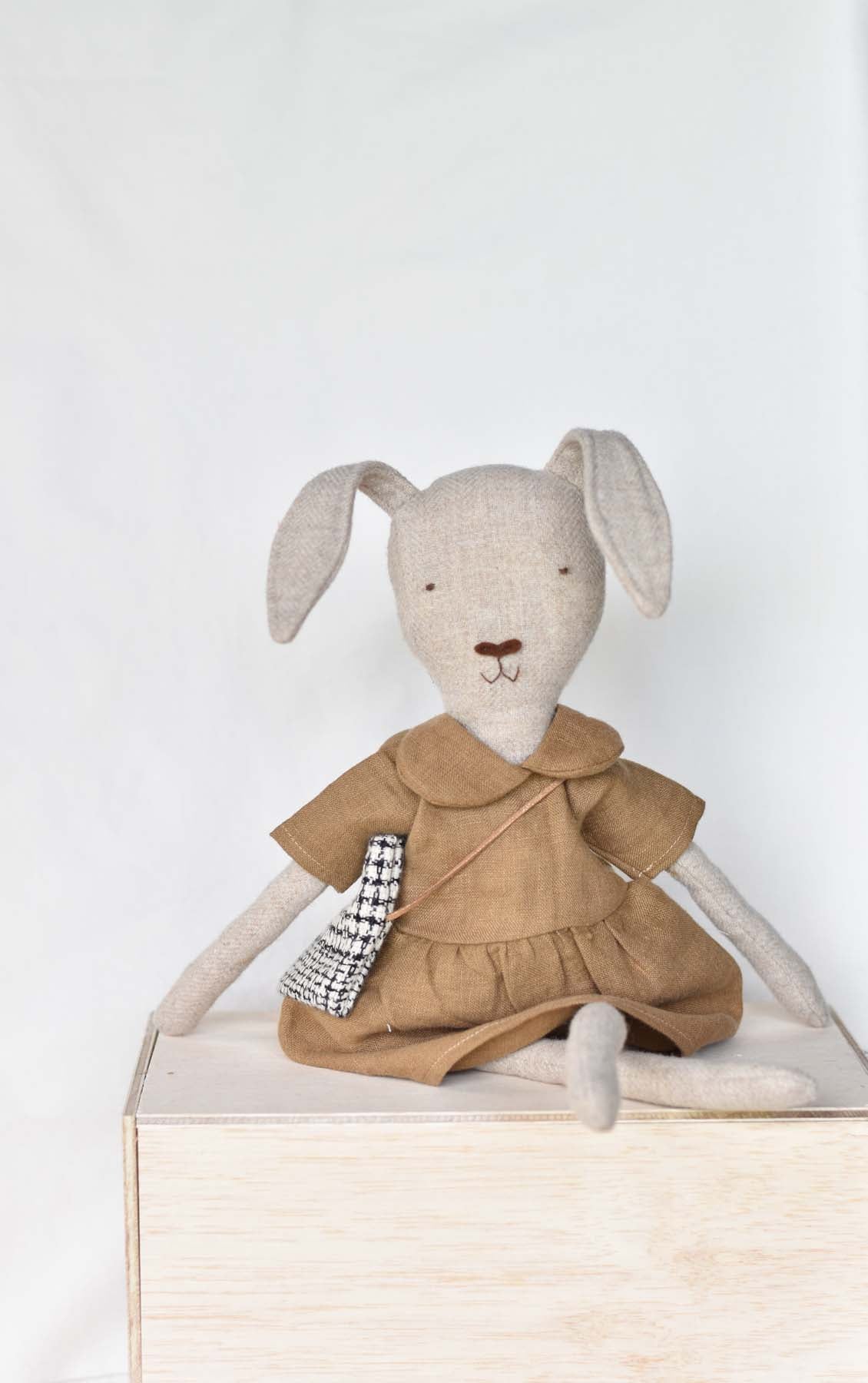 Ruthie the Rabbit doll 16 inch woolen heirloom toy in floral dress