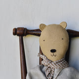 Agatha the bear doll - flax linen gather dress