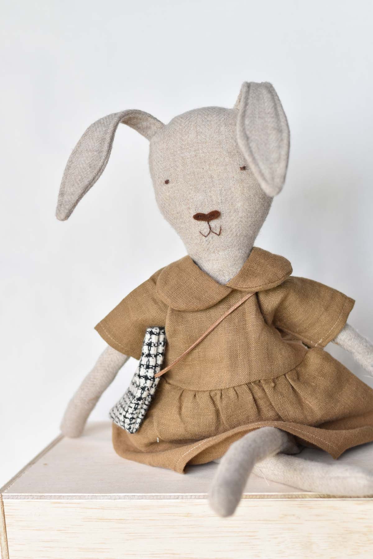 Ruthie the Rabbit doll 16 inch woolen heirloom toy in floral dress