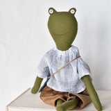 Fern the Frog doll- Grid Plaid with Corduroy Pants