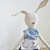 Ruthie the Rabbit – Heirloom Wool Doll in Harbor Apron Set