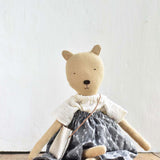 Agatha the Bear – Heirloom Wool Doll in Ikat Field Skirt