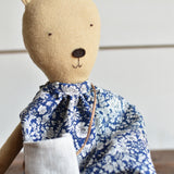 Agatha the Bear – Heirloom Wool Doll in Field Liberty Floral