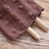 Agatha the Bear – Heirloom Wool Doll in Plum Dot Dress
