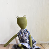 Fern the Frog –Heirloom Doll in Liberty Floral Field Dress