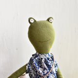 Fern the Frog –Heirloom Doll in Liberty Floral Field Dress