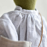 Fern the Frog- Heirloom Wool Doll in Striped Field Dress