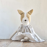 Fig the Frenchie – Heirloom Wool Doll in Canyon Linen Dress