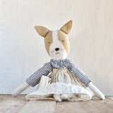 Fig the Frenchie – Heirloom Wool Doll in Golden Field Skirt