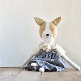 Fig the Frenchie – Heirloom Wool Doll in Ikat Field Skirt