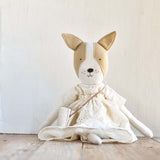 Fig the Frenchie – Heirloom Wool Doll in Eyelet Meadow Skirt