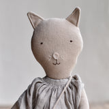 Mae the Cat – Heirloom Wool Doll in Canyon Linen Dress