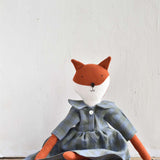 Florette the Fox – Heirloom Wool Doll in Field Plaid Linen