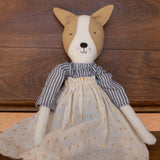Fig the Frenchie – Heirloom Wool Doll in Golden Field Skirt