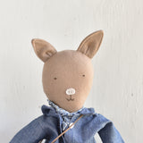 Plum the Pig – Heirloom Wool Doll in Field Jacket with Eyelet skirt
