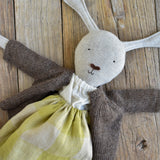 Ruthie the Rabbit – Heirloom Wool Doll in Island Cardigan and Linen