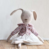 Ruthie the Rabbit – Heirloom Wool Doll in Liberty Floral Jacket
