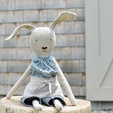 Ruthie the Rabbit – Heirloom Wool Doll in Harbor Apron Set