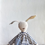 Ruthie the Rabbit – Heirloom Wool Doll in Harbor Stripe Set