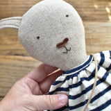 Ruthie the Rabbit – Heirloom Wool Doll in Harbor Stripe Set