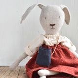 Ruthie the Rabbit – Heirloom Wool Doll in Dotted Orchard Skirt