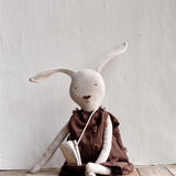 Ruthie the Rabbit – Heirloom Wool Doll in Plum Dot Dress