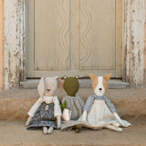 Ruthie the Rabbit – Heirloom Wool Doll in Ikat Field Skirt
